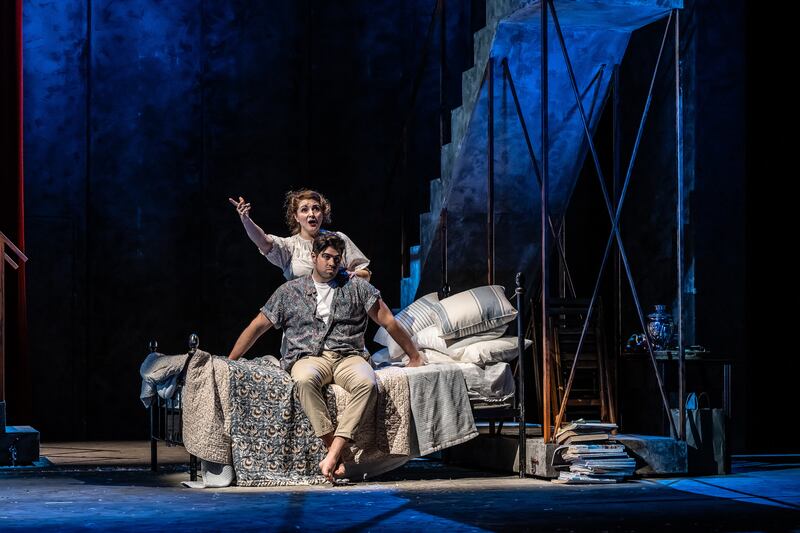Andreea Soare (Olga) and Andrew Morstein (Serge) in L’Aube Rouge. Photograph: Clive Barda/ArenaPAL