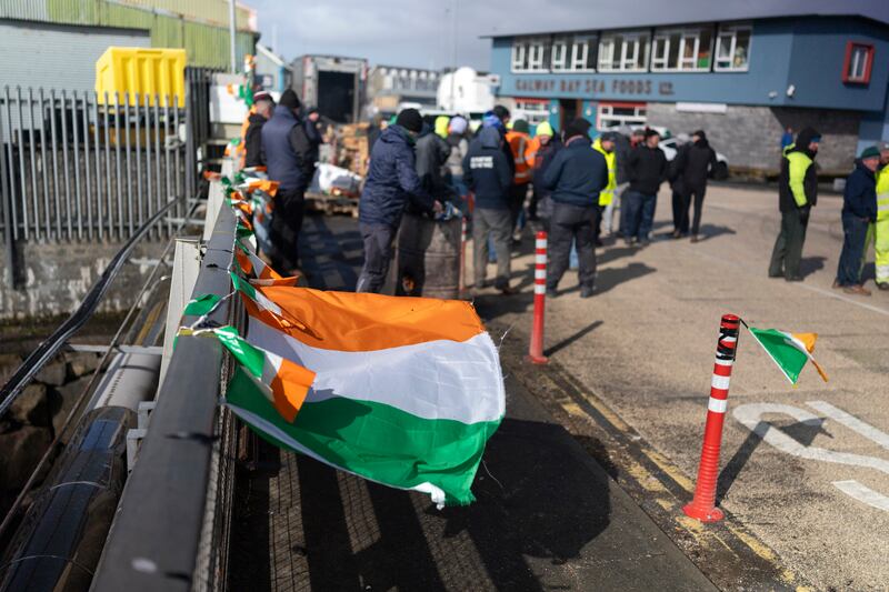 Fuel protesters continue to block the oil depot at the port in Galway as talks continue with the government about ending the blockades. Photograph: Chris Maddaloni/The Irish Times 