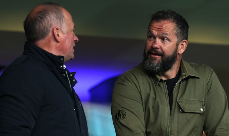 IRFU performance director David Humphreys and British & Irish Lions head coach Andy Farrell. Photograph: James Crombie/Inpho