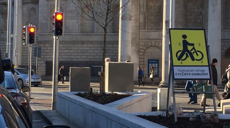 The National Transport Authority says it is installing a number of “cyclists dismount” signs “because of safety concerns”.