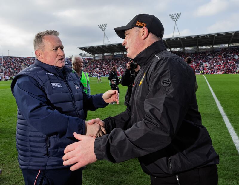 Cork manager Pat Ryan (left) and Tipperary counterpart Liam Cahill were both appointed three years ago. Photograph: James Crombie/Inpho