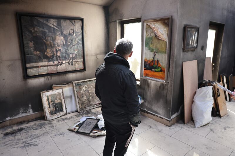 Artist Pat Curran in May in the wake of the 
arson attack on his home in a case of mistaken identity. Photograph: Dara Mac Dónaill







