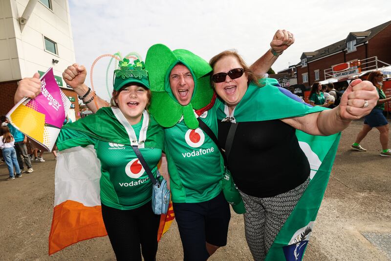Ireland fans outside the stadium ahead of the match. Photograph: Ben Brady/Inpho