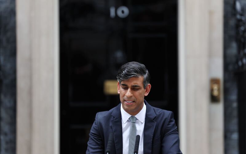  Rishi Sunak resigns as British prime minister earlier this month. Photograph: Andy Rain/EPA