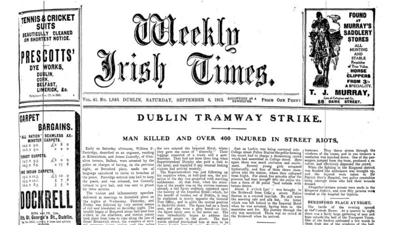 The front page of The Weekly Irish Times the following week.