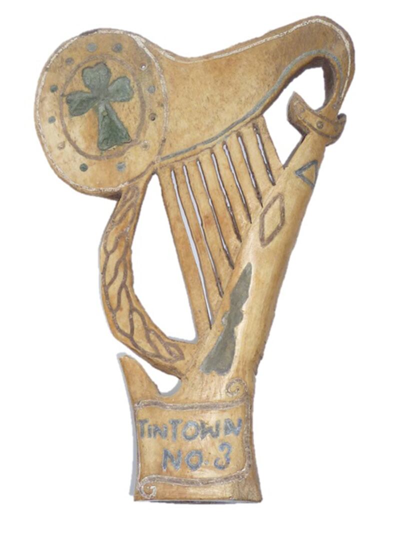 A harp carved by anti-Treaty prisoners of war interned at the Curragh military camp in Co Kildare in 1923. Photograph: National Museum of Ireland