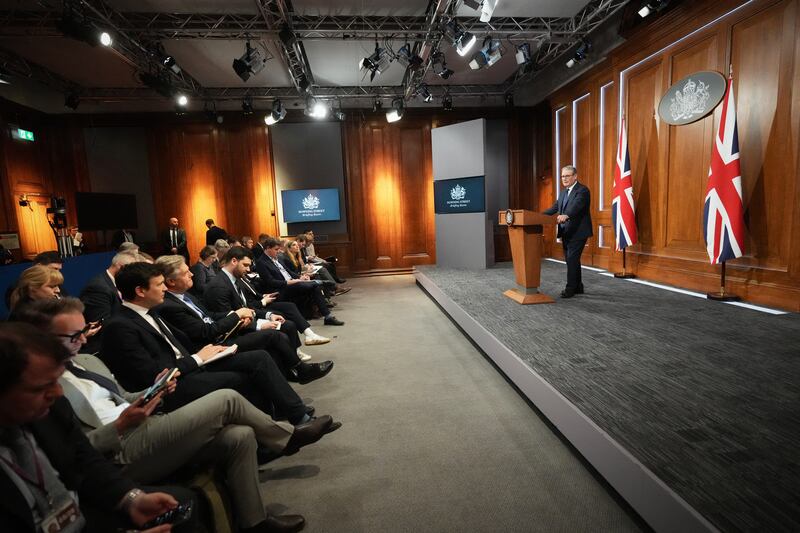 British prime minister Keir Starmer during a press conference on Wednesday. Photograph: Frank Augstein/AFP via Getty Images