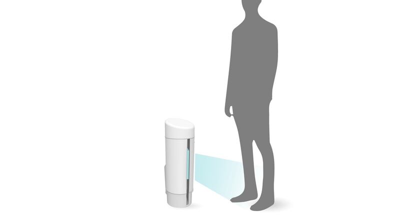 A standalone column 80cm tall with a 30cm diameter, you just stand in front of it for a split second and then walk on.