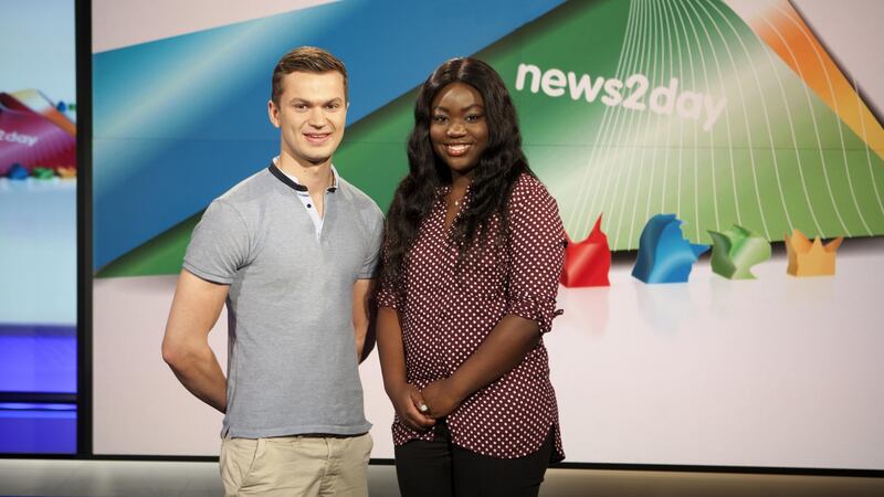 Co Clare woman Zainab Boladale  with her co-host on RTÉ’s News2Day Tommy Meskill