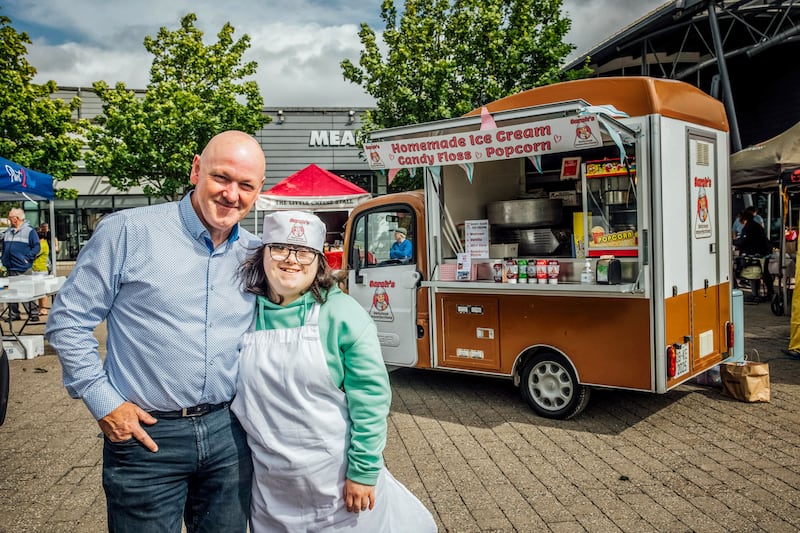 Sarah with her dad, Tommy, at Castletroy Farmers' Market. Photograph: Brian Arthur