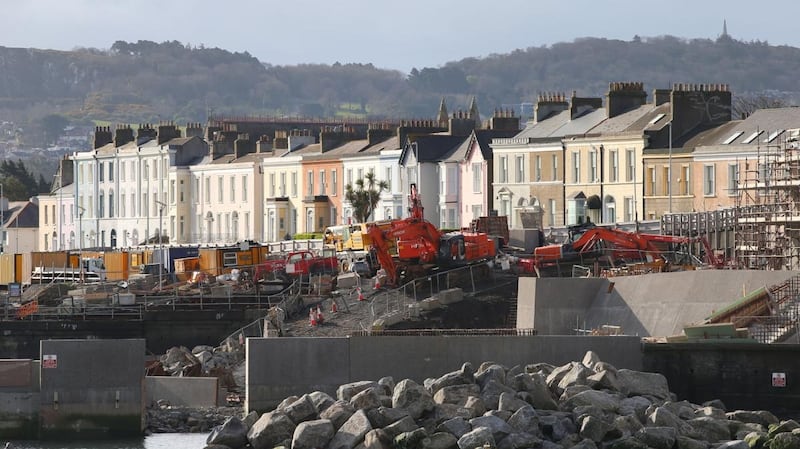 The latest scheme for the Dún Laoghaire baths includes a public walkway with seating and sloped grassed areas. Photograph: Nick Bradshaw