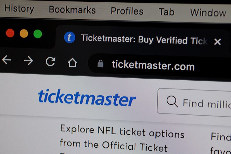 A ticketmaster website is shown on a computer screen. Photograph: Joe Raedle/Getty Images