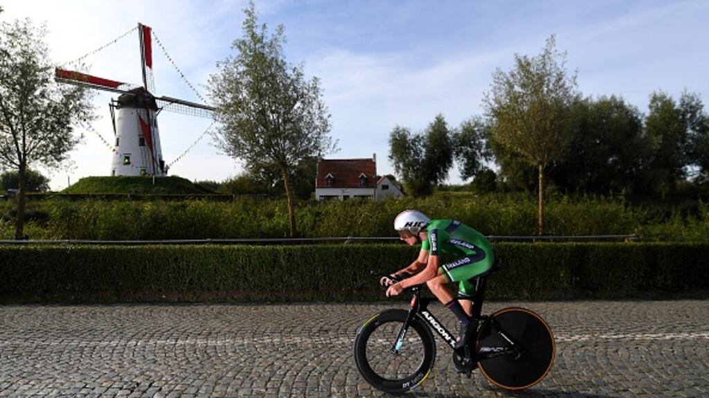 Darren Rafferty during the UCI Road World Championships, racing from Knokke-Heist to Bruges. Photograph: Tim de Waele/Getty Images