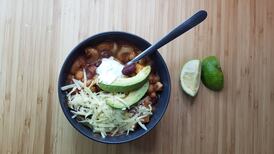 This one-pot bean chilli with macaroni will warm you from head to toe