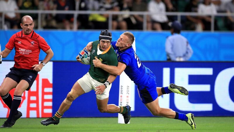 Cheslin Kolbe’s Springboks will meet Japan in the last-eight. Photograph: Adam Davy/PA