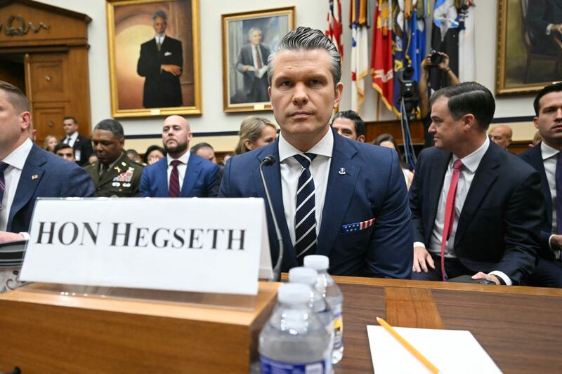 US defence secretary Pete Hegseth, prepares to testify before a US House armed aervices committee hearing on Capitol Hill in Washington DC on Wednesday. Photograph: Saul Loeb/AFP via Getty