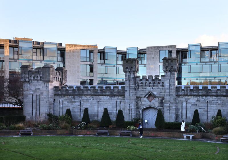 Dublin Castle: the Dunnes Stores building looming over the Coach House. Photograph: Dara Mac Dónaill