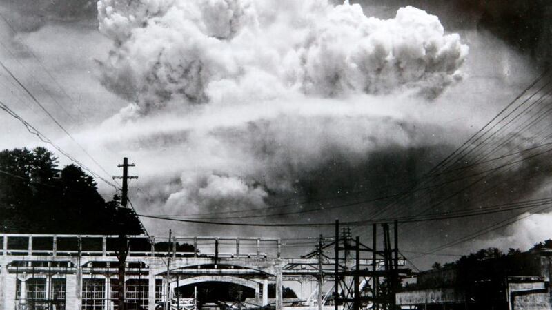 Mushroom cloud  from the ground of the  1945 atomic bombing of Nagasaki. Photograph:  EPA/Nagasaki Atomic Bomb Museum