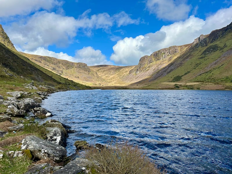 Annascaul Lake, nestled beneath Coumduff Mountain