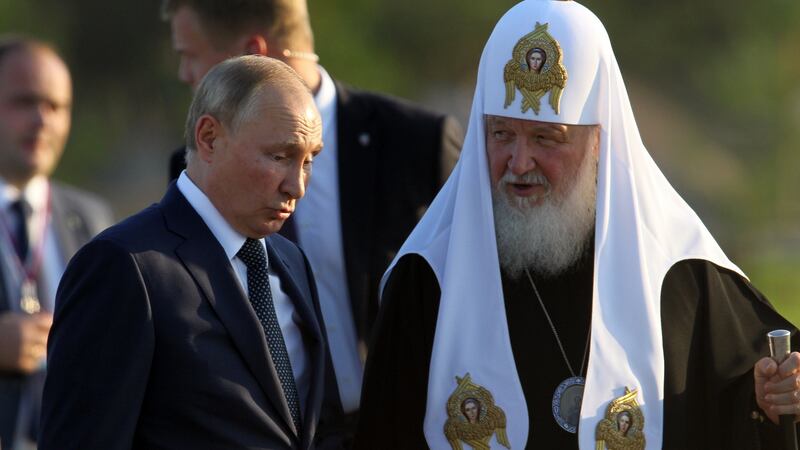 Russian president Vladimir Putin  and Orthodox Patriarch Kirill attend a ceremony in Moscow  on September 11th last. Photograph: Mikhail Svetlov/Getty Images