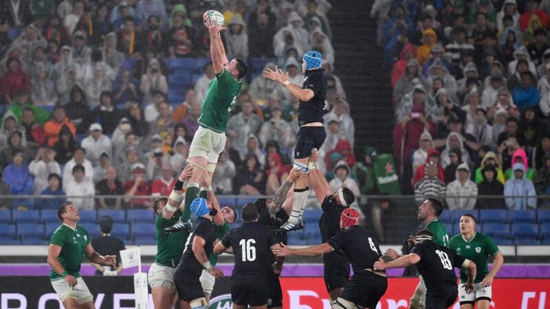 Ireland’s James Ryan claims a lineout against Scotland. Photograph: Ashley Western/PA Wire
