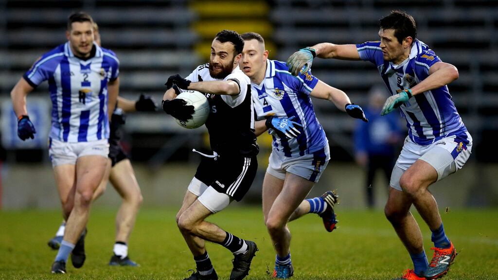 Kilcoo’s Conor Laverty in action during the AIB  All-Ireland senior club championship semi-final against Ballyboden St Enda’s at Kingspan Breffni Park. Photograph: Ryan Byrne/Inpho