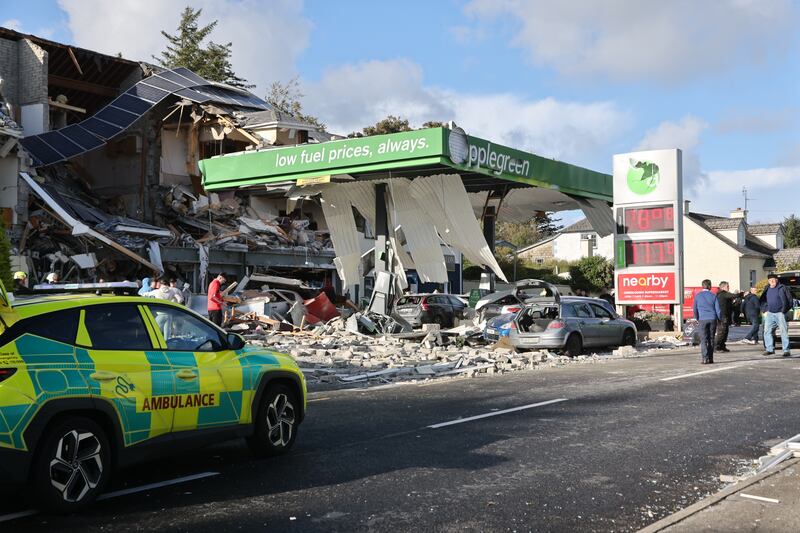 The scene of the explosion at a petrol station in Creeslough, Co Donegal. Photograph : Brian McDaid