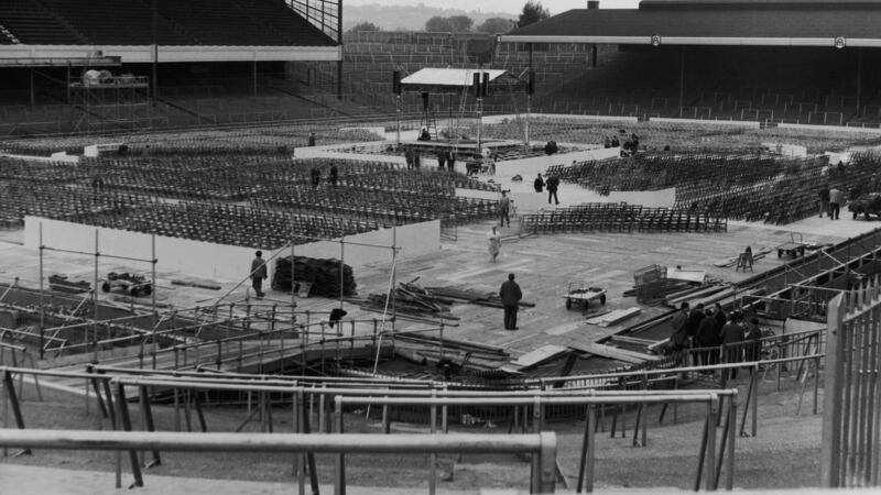 Highbury Stadium in north London ahead of Muhammad Ali’s rematch with  Henry Cooper in 1966 for the world heavyweight title. Photograph: Harry Todd/Fox Photos/Getty Images