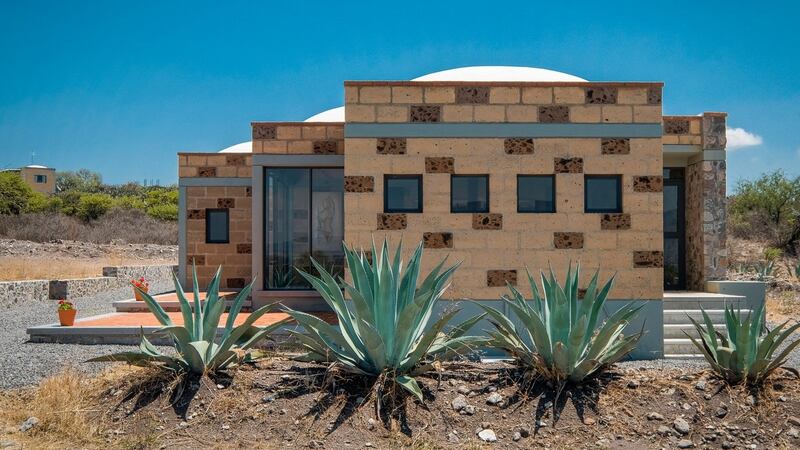 Incredible interiors  with Catalan vaulted ceilings and exposed stone walls in this  Mexican property