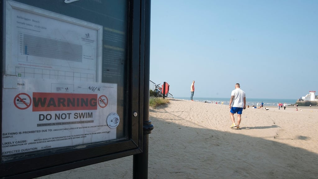 A previous warning sign posted at Balbriggan Beach. File photograph: Dave Meehan/The Irish Times