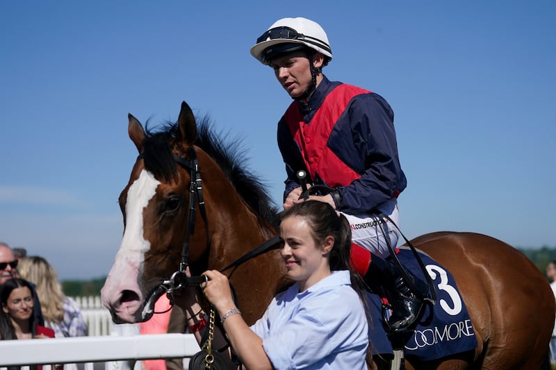 Lady Iman ridden by jockey Colin Keane after winning the Coolmore Stud Irish EBF Blackbeard Fillies Sprint Stakes. Photograph: : Brian Lawless/PA