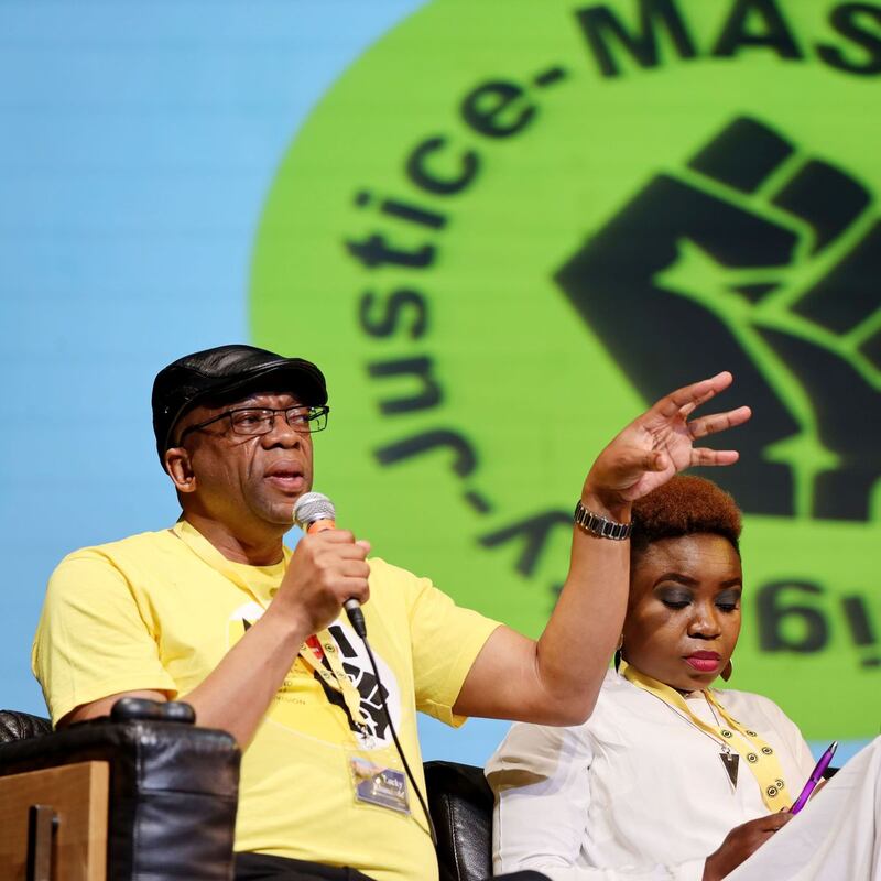 ACTIVISM Lucky Khambule and Ola Mustapha speaking at a Masi event. Photograph: Alan Betson/The Irish Times