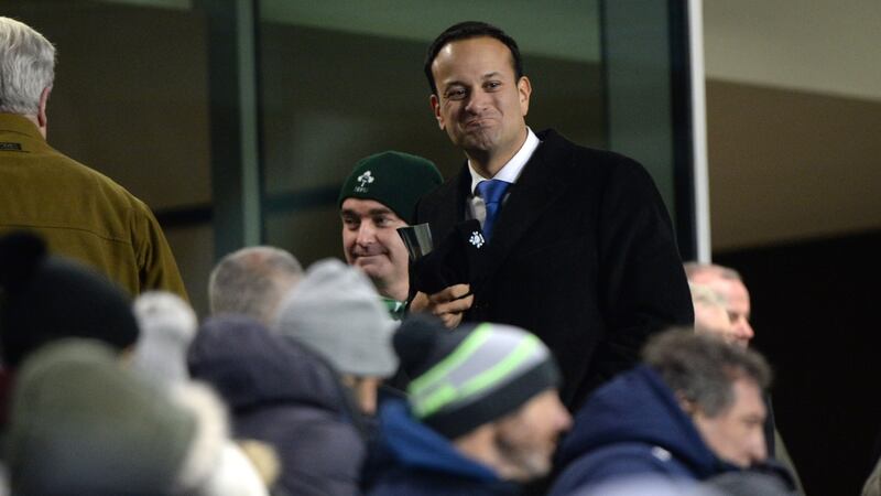 Taoiseach Leo Varadkar at the Ireland v Argentina game  at the Aviva Stadium in Dublin  on Saturday. Photograph: Dara Mac Dónaill