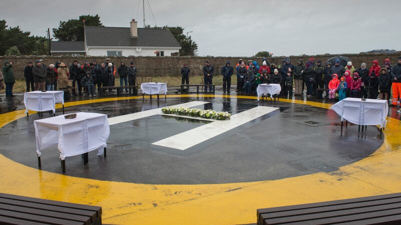 A moment to remember those lost in Coast Guard Rescue Helicopter 116. Photograph: Michael McLaughlin
