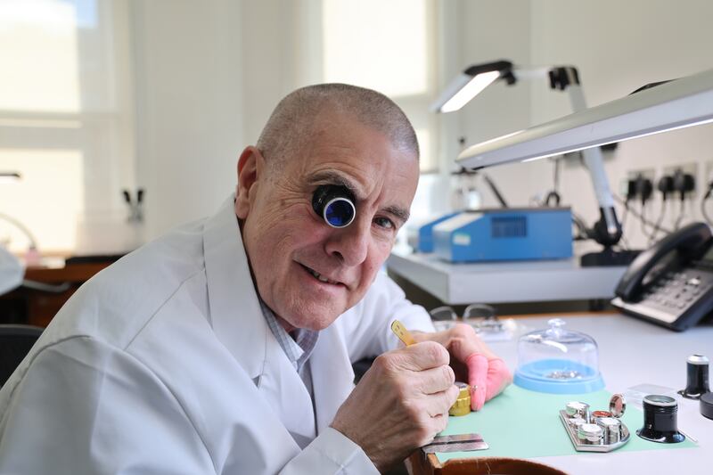 Brian O’Connell, who has worked at Weir’s for 48 years, at work in the Rolex workshop. Photograph: Bryan O’Brien