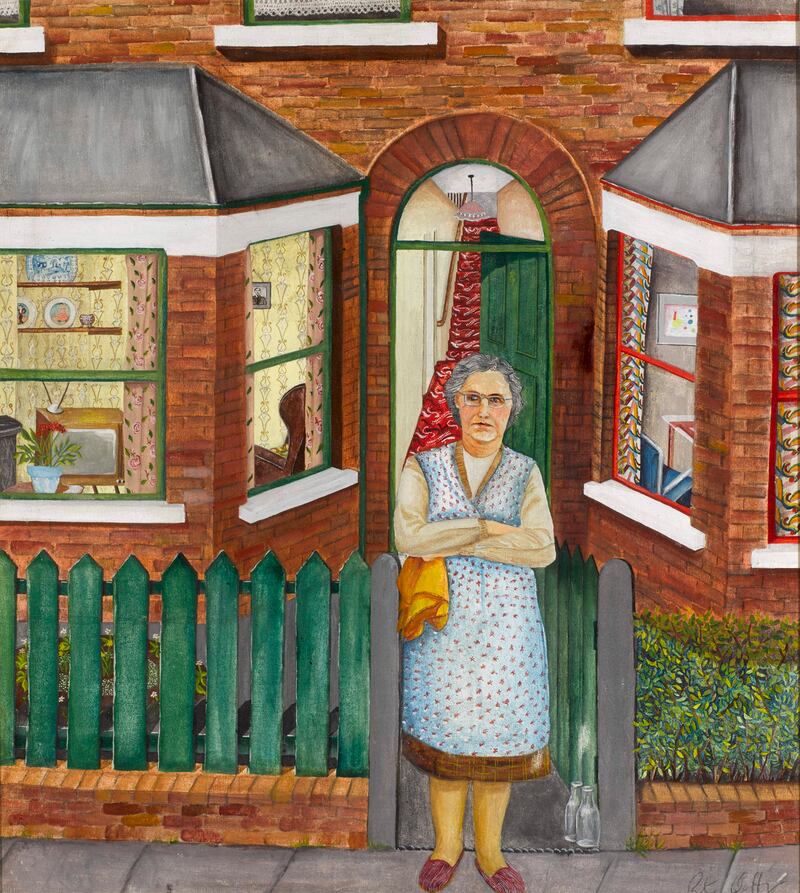 ‘Hazel Martin, St. Ives Gardens’, by Rita Duffy, depicts  an ‘ordinary woman’ who lived opposite the artist in Stranmillis, Belfast.