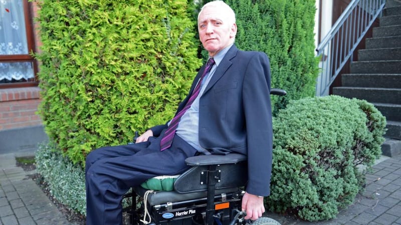 Owen Mansfield: ‘I had to have a ramp built, the bathroom fitted out and a hoist put in to move me from the bath, onto the bed and to the sofa so I can sit down.’ Photograph:Eric Luke