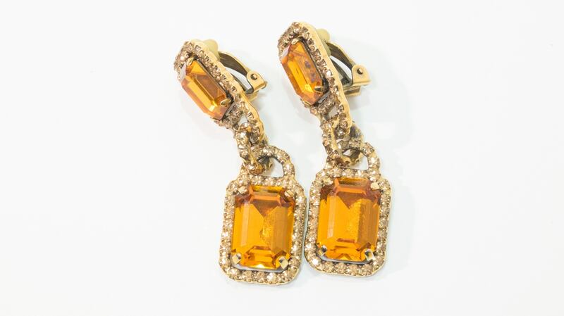 Clip-on earrings from the 50s with yellow tone crystal, claw set ?90 from Aria Vintage, Celbridge, Co Kildare
