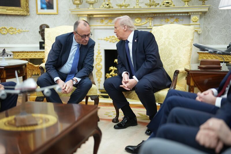 Chancellor Friedrich Merz with US president Donald Trump in the Oval Office of the White House in Washington on March 3rd. Photograph: Doug Mills/New York Times