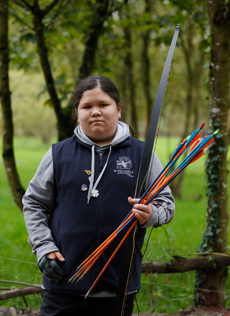 Jasmine Ocampo from Black Castle Archers at the All Ireland Archery Festival 2023. Photograph: Alan Betson

