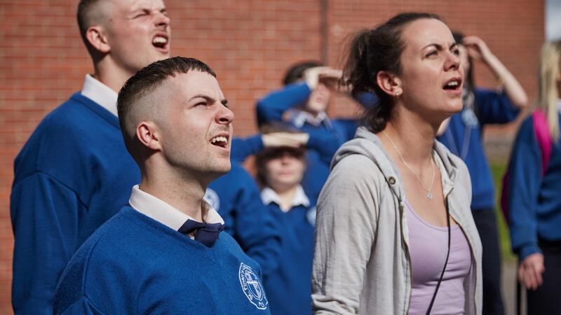 Scene from “The Young Offenders”:  a six-part comedy by Vico Films, made for the BBC, in association with RTÉ.  Photograph:  Miki Barlok