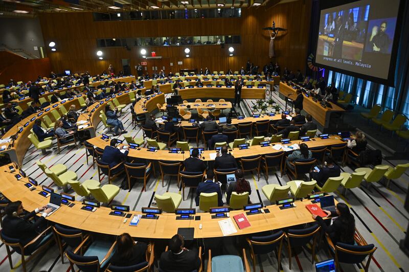 A general view  of the United Nations' Sustainable Development Goals (SDG) summit on the sidelines of this week's United Nations General Assembly at UN Headquarters in New York.