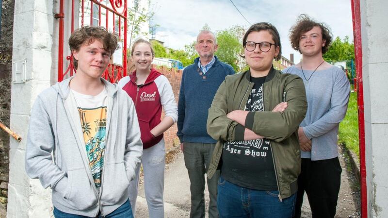 Liam Tague, Caoimhe Cotter, Don O’Leary, Corey Kavanagh and Darragh Cotter at the Cork Life Centre. Photograph: Daragh McSweeney/Provision