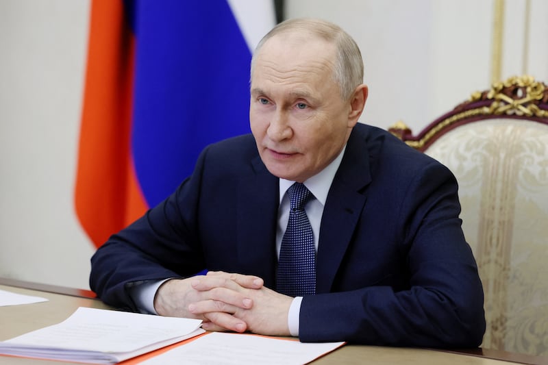 Russia's president Vladimir Putin. Photograph: Vyacheslav Prokofyev/Pool/AFP via Getty