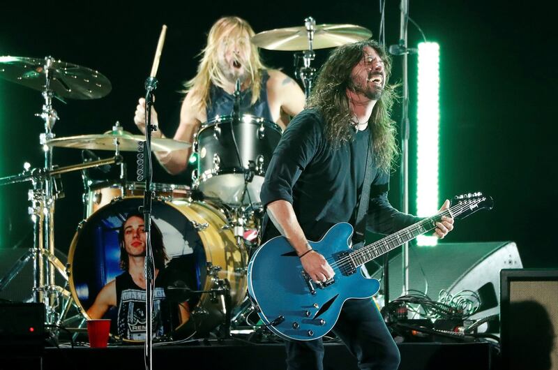 Dave Grohl and Foo Fighters during the concert.   Photograph: Mario Anzuoni/Reuters