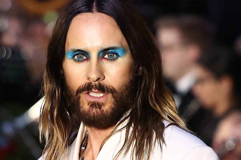 Jared Leto posed, reluctantly, for a photo. Photograph: Henry Nicholls/Getty Images