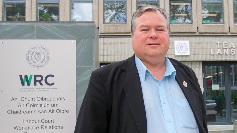 Siptu’s health division organiser Paul Bell outside the  Workplace Relations Commission.   Photograph:  Collins