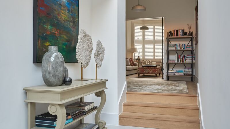 The steps leading up to Millie Mackintosh’s livingroom from the kitchen