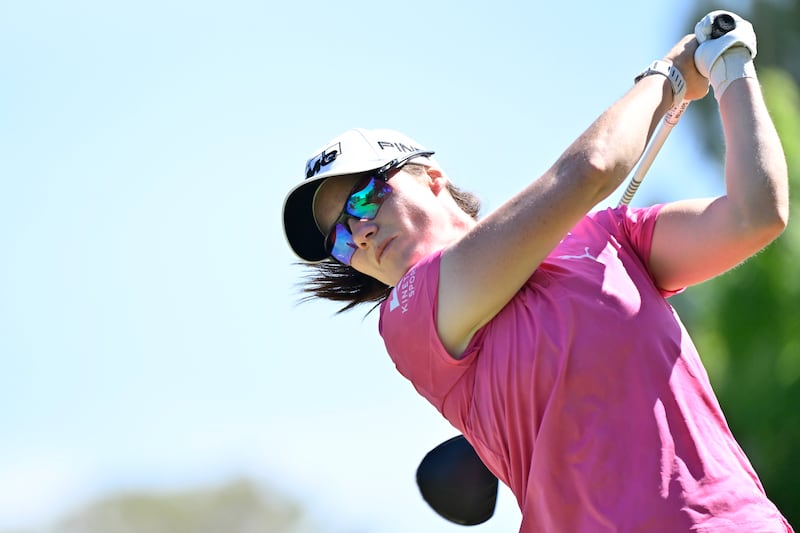 Leona Maguire of Ireland plays her shot from the 10th tee during the final round of the Aramco Championship at Shadow Creek in Las Vegas. Photograph: David Becker/Getty