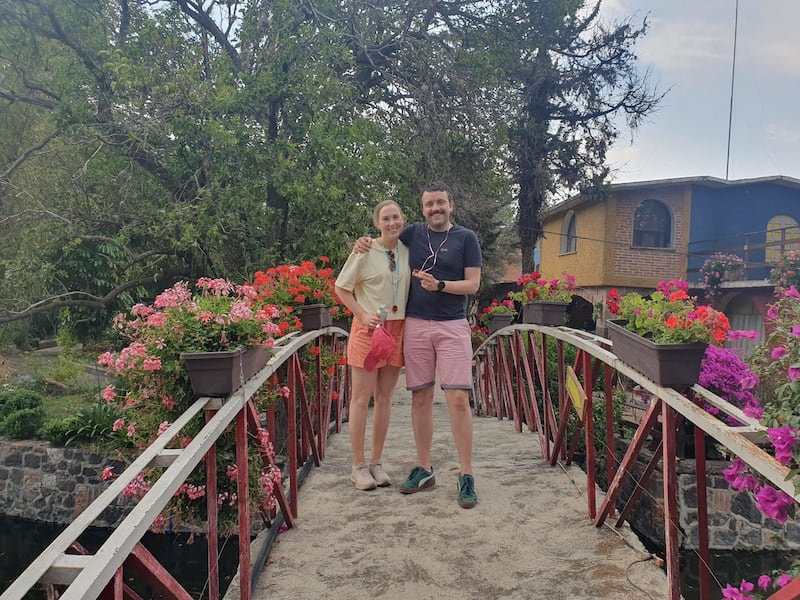 Niamh Donnelly and her husband, Gerard Claffey at Xochimilico